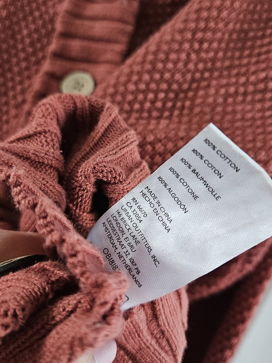 Free People FP Beach Hailee Cardi Set Rust Waffle Knit Lounge 2 Piece - Medium - Picture 7 of 7